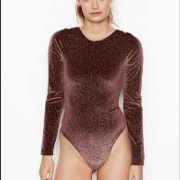 2/$30 ☀️ Victoria’s Secret • Purple Glitter Lowback Longsleeve Bodysuit - Picture 1 of 8